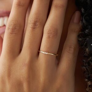 Ferkos 14k Gold 3 Stone Minimalist Diamond Ring